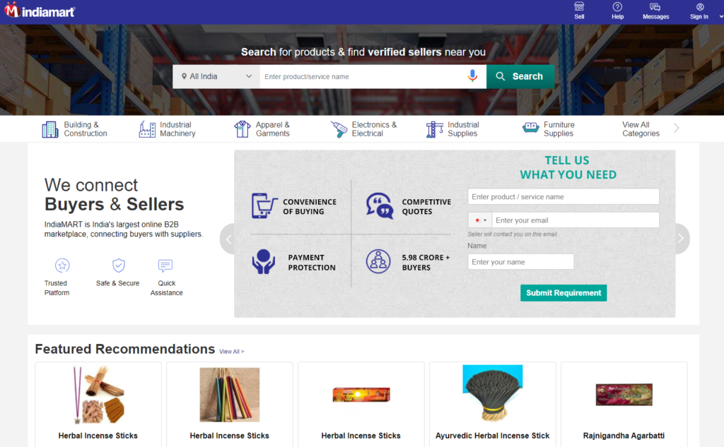 Indiamart wholesale market in India