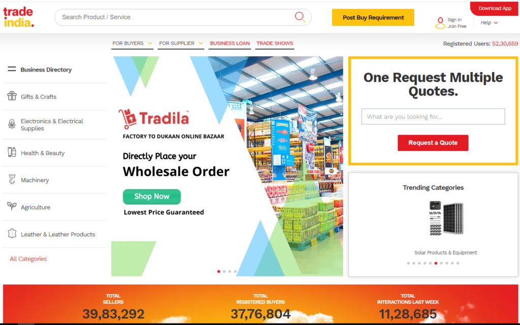 TradeIndia a wholesale market in India